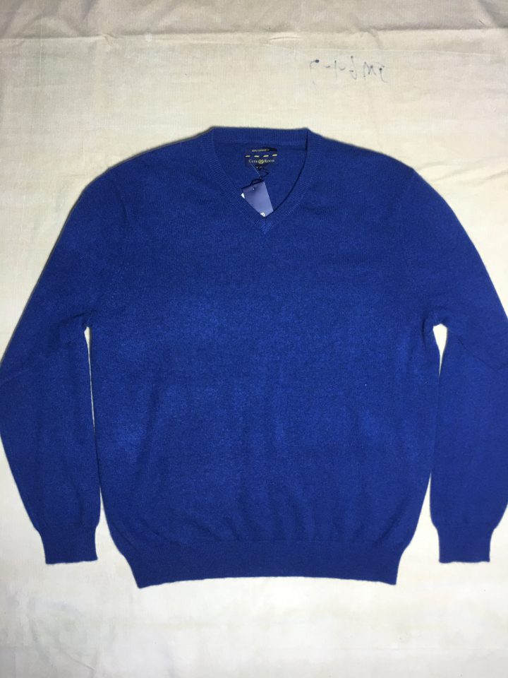 Áo thun len nam mùa đông cashmere cao cấp siêu mềm cổ tim tay dài màu xanh Club  Room size L hàng mỹ chính hãng - Shop Đồ Hiệu Mỹ