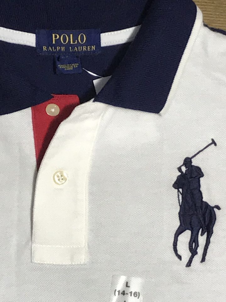 Áo thun nam Polo Ralph Lauren 100% cotton cổ bẻ ngắn tay màu trắng size L  hàng mỹ chính hãng - Shop Đồ Hiệu Mỹ