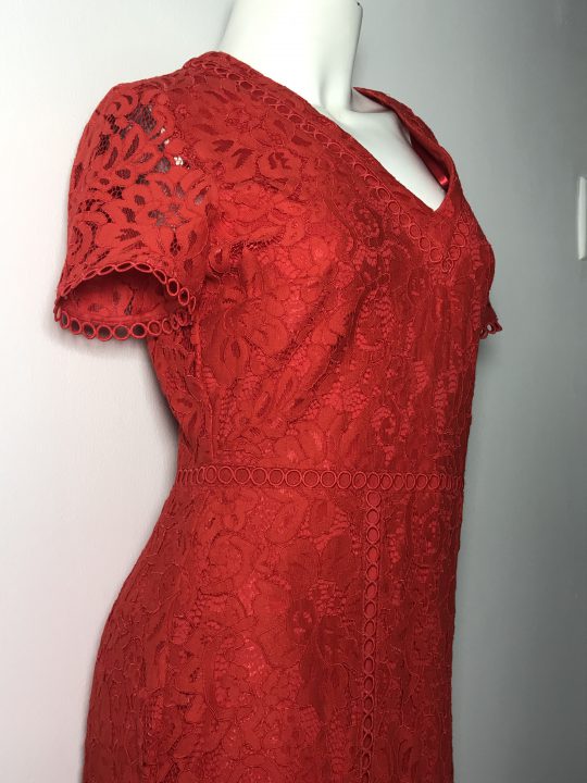 Đầm xòe cổ nữ hoàng lụa tô châu màu đỏ - D281