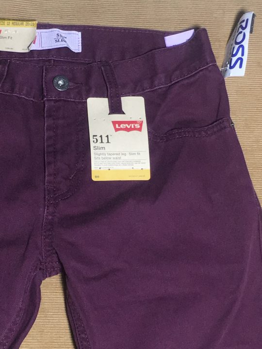 Quần jeans dài cotton nữ đáy ngắn ống đứng hiệu 511 Levi's slim fit màu mận  size 10-12-14 chính hãng - Shop Đồ Hiệu Mỹ