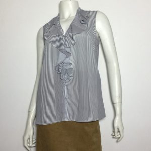 Áo-kiểu-nữ-hiệu-Karllagerfeld-không-tay-cổ-tim-sọc-trắng-đen-size-S-chính-hãng