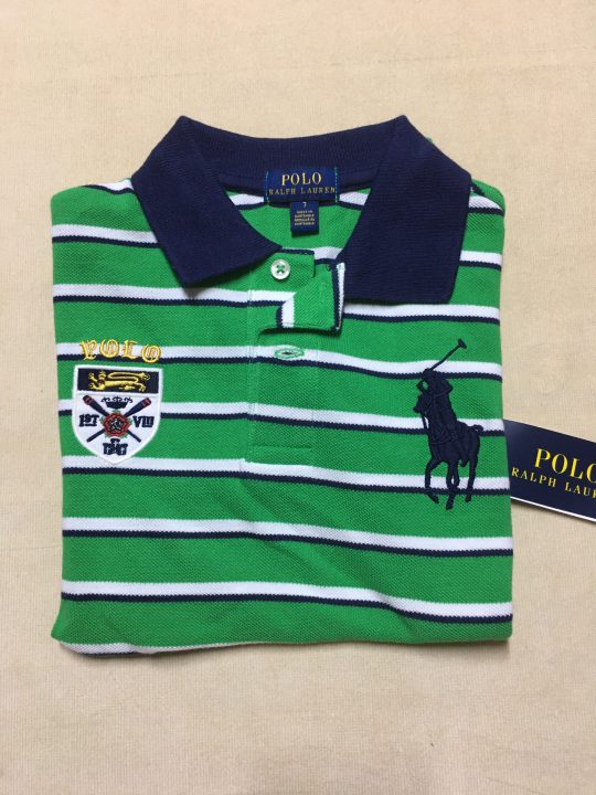 Áo thun bé trai 7-16 tuổi tay ngắn cổ bẻ cotton sọc ngang trắng đen màu  xanh hiệu Polo Ralph Lauren size 7,L(14/16) hàng xách tay mỹ - Shop Đồ Hiệu  Mỹ