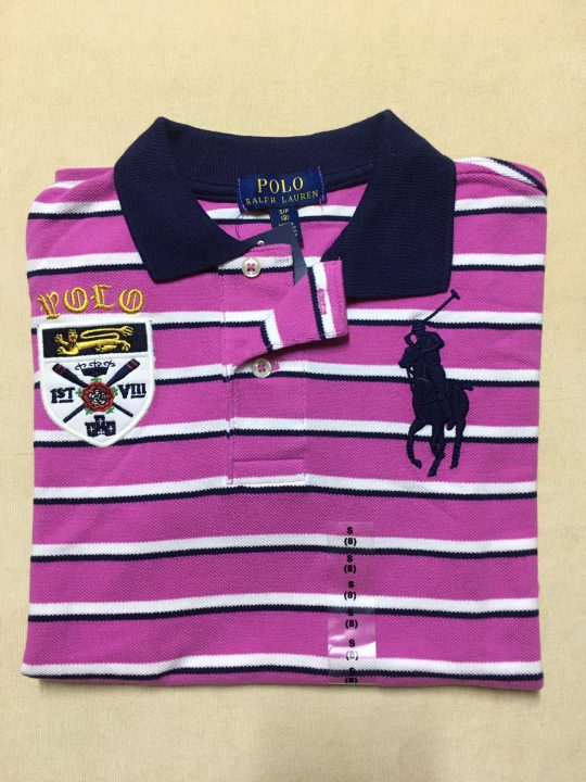 Áo thun bé trai 7-9&10-12 tuổi tay ngắn cổ bẻ cotton sọc ngang trắng đen  màu hồng hiệu Polo Ralph Lauren size 7-S-M hàng xách tay mỹ - Shop Đồ Hiệu  Mỹ