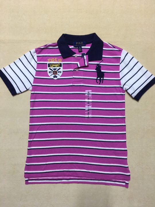 Áo thun bé trai 7-9&10-12 tuổi tay ngắn cổ bẻ cotton sọc ngang trắng đen  màu hồng hiệu Polo Ralph Lauren size 7-S-M hàng xách tay mỹ - Shop Đồ Hiệu  Mỹ