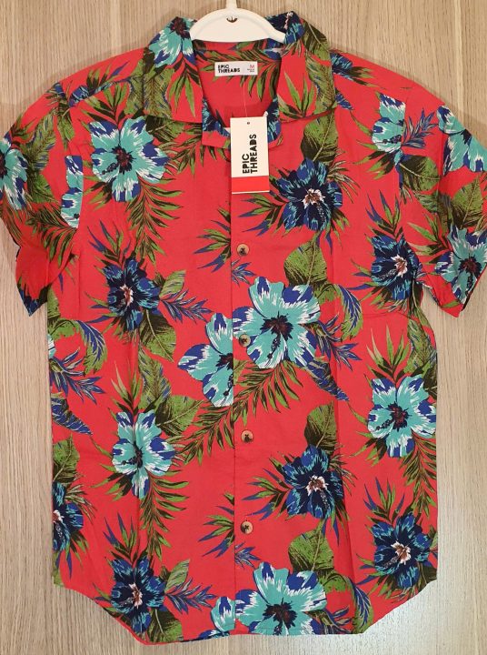 Áo sơ mi trẻ em nam 6-18 tuổi cao cấp tay ngắn màu đỏ họa tiết hoa hiệu Epic Threads hàng hiệu Mỹ Ao-so-mi-tre-em-nam-6-18-tuoi-cao-cap-tay-ngan-mau-do-hoa-tiet-hoa-hieu-Epic-Threads-hang-hieu-My