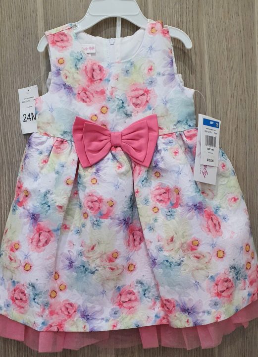 Đầm xòe công chúa bé gái 24 tháng tuổi màu hồng size 24M hiệu Bonnie baby hàng xách tay mỹ