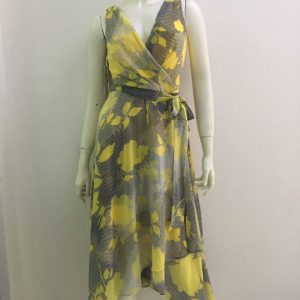 Đầm-nữ-công-sở-dự-tiệc-dạo-phố-cao-cấp-cổ-tim-màu-vàng-họa-tiết-hoa-hiệu-DKNY-size-2-hàng-xách-tay-mỹ